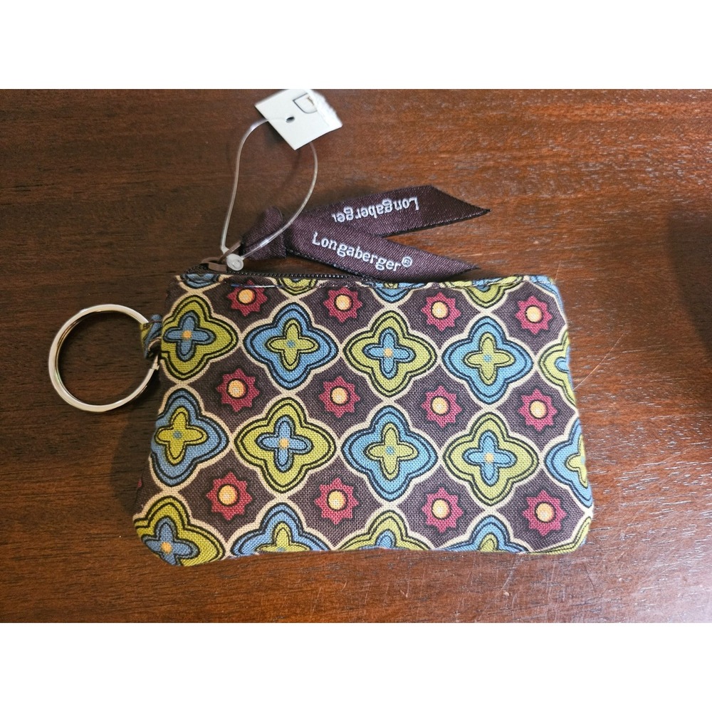 Longaberger Coin Purse Womens Bliss Fabric Key Chain NWT